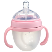 Бутылочка для кормления M&B, ШГ &Oslash;70мм, 150мл., с ручками, силиконовая колба, цвет розовый