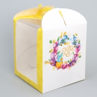 Коробка под торт, кондитерская упаковка, &laquo;Пасха&raquo;, 15 х 15 х 18 см