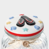 Банка стеклянная для хранения сыпучих продуктов Доляна &laquo;Пляж&raquo;, 600 мл, 11&times;12,5 см, с керамической крышкой