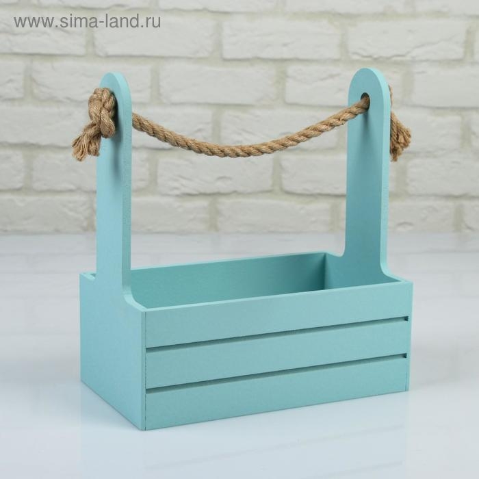 Набор кашпо деревянных 3 в 1 (30.5&times;18.5&times;35; 25.5&times;15&times;30; 20&times;12&times;23) "Аром", серо-голубой