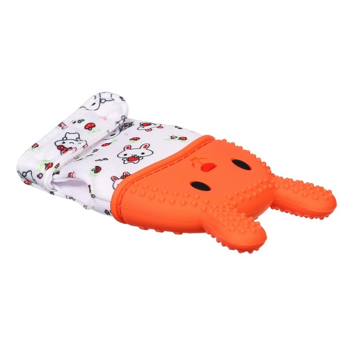 Прорезыватель-рукавичка &laquo;Зайка&raquo;, цвет красный/желтый, Крошка Я