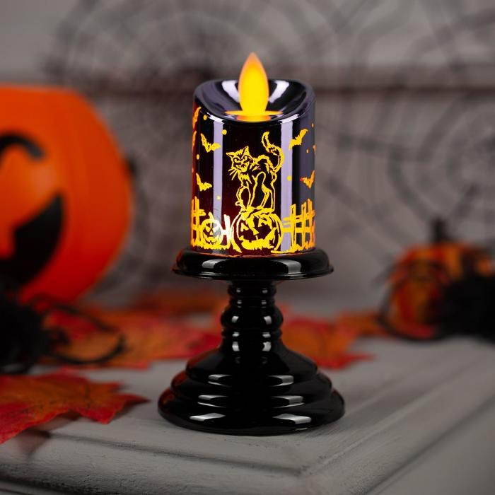 Светодиодная фигура &laquo;Свеча фиолетовая&raquo; 5 &times; 12 &times; 5 см, пластик, батарейки АААх2 (не в комплекте), свечение тёплое белое