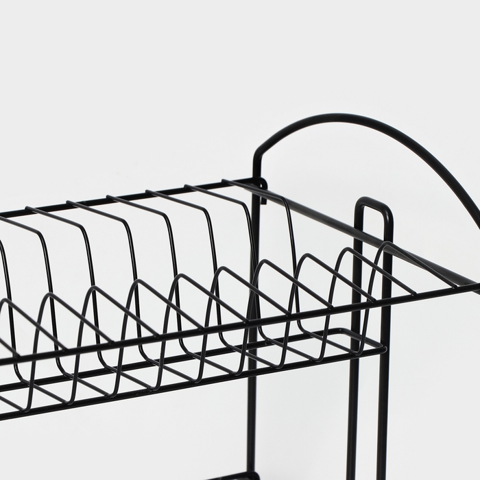 Сушилка для посуды с поддоном 2-х ярусная, разборная, 39,5&times;24&times;29,5 см, цвет черный