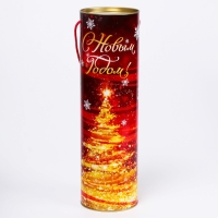Новый год. Подарочная коробка, тубус &laquo;Красно-Золотая&raquo; 99х340мм .