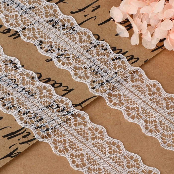 Кружево капроновое, 30 мм &times; 10 &plusmn; 1 м, цвет белый