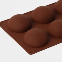 Форма для выпечки Доляна &laquo;Фигуры. Полусфера&raquo;, силикон, 27&times;18&times;3,5 см, 6 ячеек (7&times;7&times;3,5 см), цвет МИКС