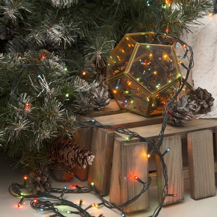 Гирлянда &laquo;Нить&raquo; 5.5 м, IP20, тёмная нить, 140 ламп, свечение мульти, 8 режимов, 220 В