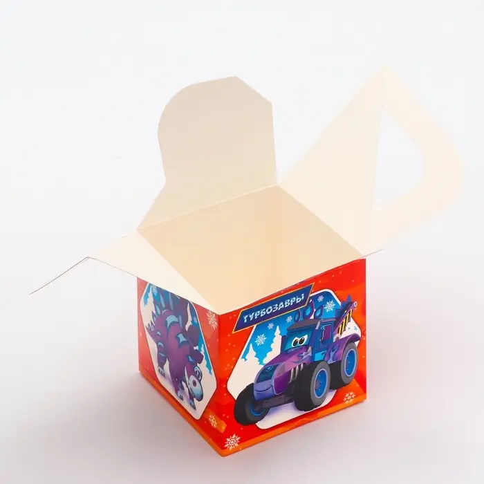 Подарочная новогодняя коробка &laquo;Турбозавры&raquo;, Кубик большой, 12&times;12&times;12 см