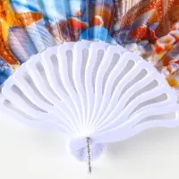 Веер пластик, текстиль "Морские ракушки" МИКС 23 см