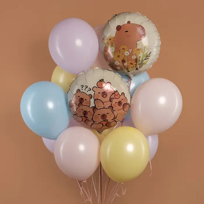 Воздушный шар фольгированный 18" &laquo;Капибары с апельсинами&raquo;, круг