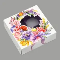 Коробка под 4 конфеты со скретч-слоем &laquo;Букет&raquo;, 10.5 х 10.5 х 3.5 см