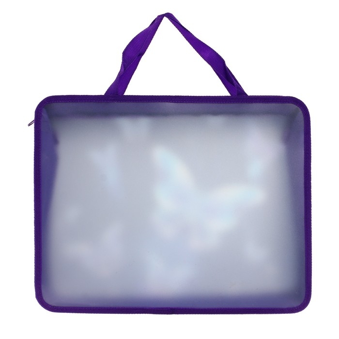 Папка с ручками А4, 330 х 260 х 75 мм, пластиковая, ручки-тесьма, Calligrata "Бабочки"