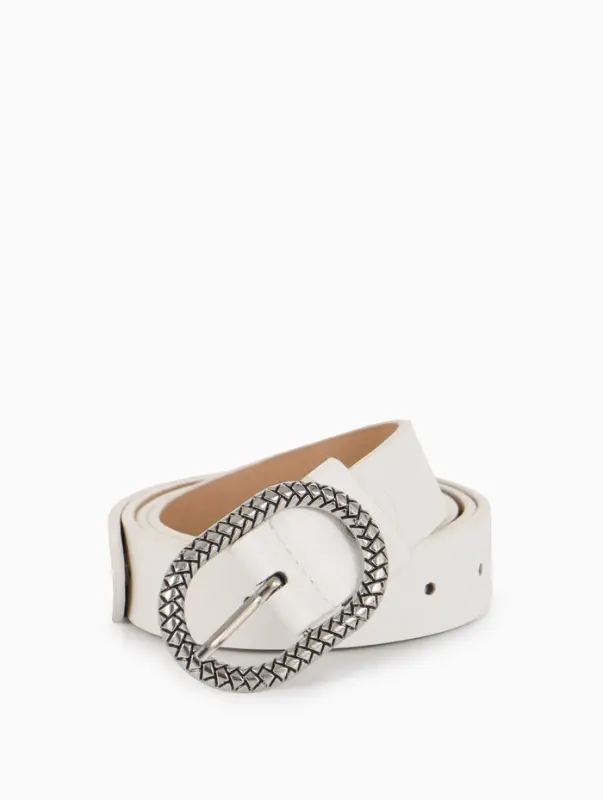 Ремень жен 05-01-02-01, Июнь2511, 2,9*0,3*110 см, винт, пряж металл, 1 прокол, белый
