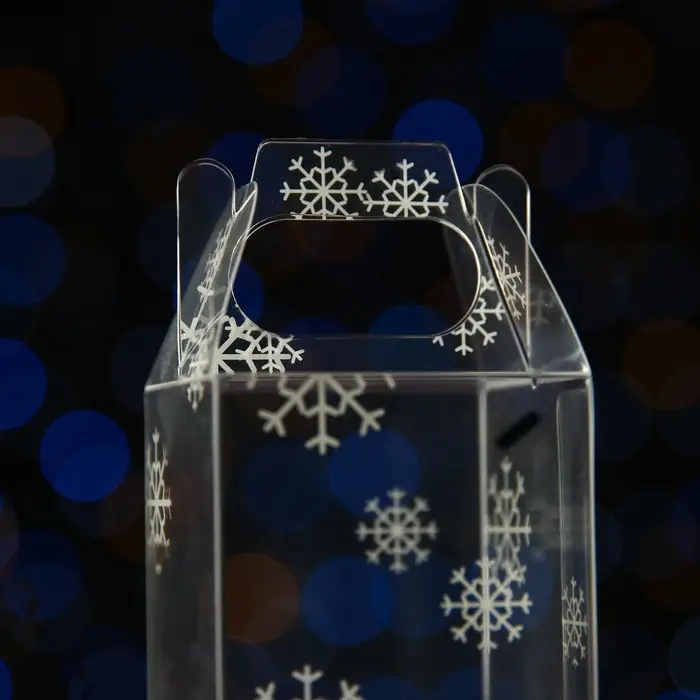 Коробка подарочная новогодняя складная ПВХ &laquo;Праздничное настроение&raquo; 4&times;4&times;8 см