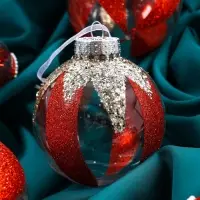 Набор шаров пластик d-8 см, 6 шт "Мелвин" красно-белый