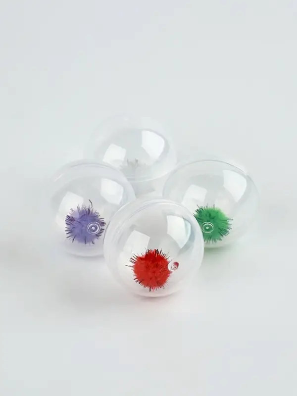 Шарик для кошек с помпошкой, 4 см, фасовка в банку по 25 шт, МИКС