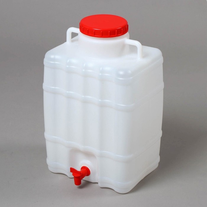 Канистра-умывальник, пищевая, 20 л, белая, крышка МИКС