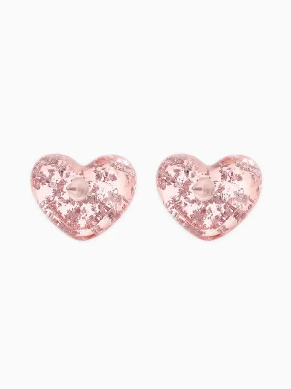 Серьги "Сердце блестка", цвет розовый с паталью серебро