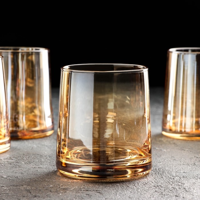 Набор для напитков из стекла &laquo;Эко&raquo;, 7 предметов: графин 1 л, 10&times;24,5, 6 стаканов 250 мл, цвет золотой