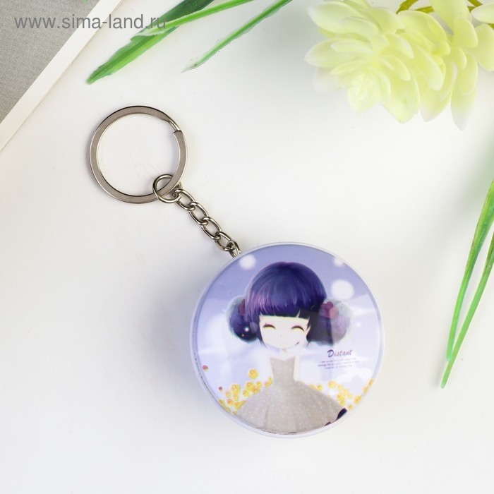 Шкатулка на кольце металл "Девочка с цветами" МИКС 2,1х4,5х4,5 см