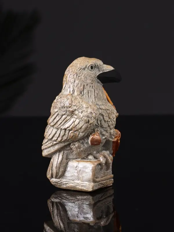 Фигура "Ворон с книгами" 8 см, серый с бронзой