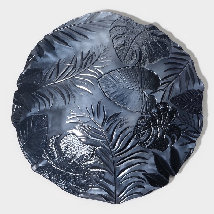 Тарелка стеклянная &laquo;Арабис&raquo;, d=21,5 см, цвет голубой