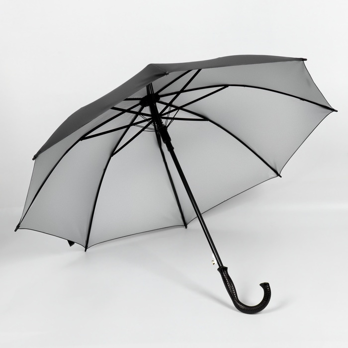 Зонт - трость полуавтоматический &laquo;Однотонный&raquo;, 8 спиц, R = 58/70 см, D = 140 см, цвет чёрный