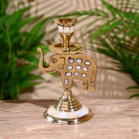 Подсвечник "Слон" латунь, перламутр 9х9х15 см