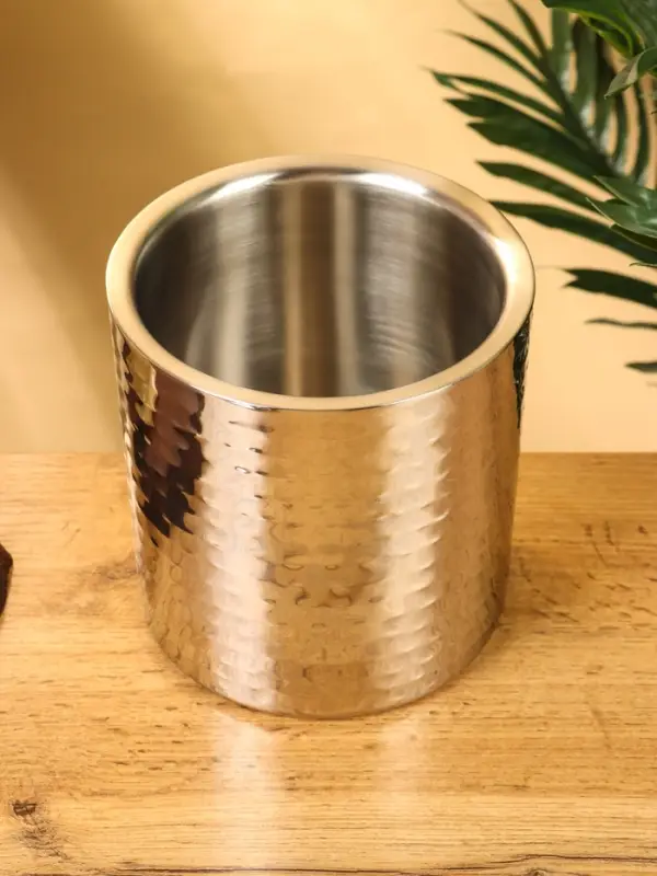 Ведро для льда с крышкой "Серебро" нержавеющая сталь 14,5х14,5х18 см