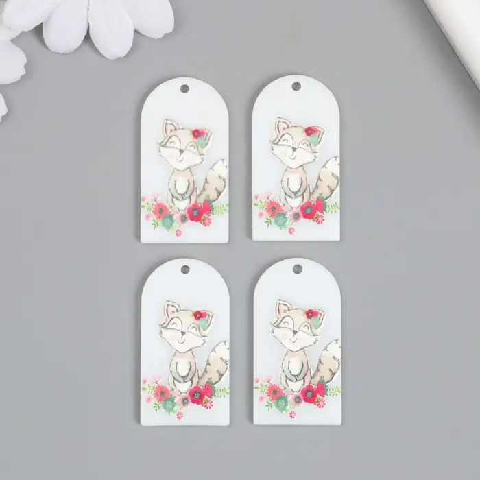 Декор для творчества акрил "Енотик в цветах" 0,2х2,1х3,9 см