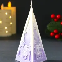 Свеча новогодняя пирамида Дед Мороз" 70х120 мм, фиолетовый