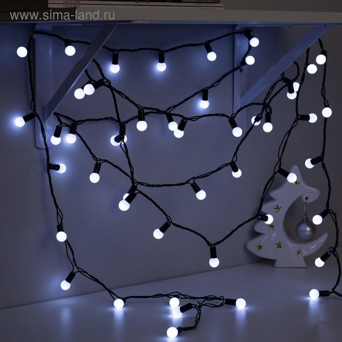 Гирлянда &laquo;Нить&raquo; 10 м с насадками &laquo;Шарики 1.5 см&raquo;, IP44, тёмная нить, 100 LED, свечение белое, 8 режимов, 220 В
