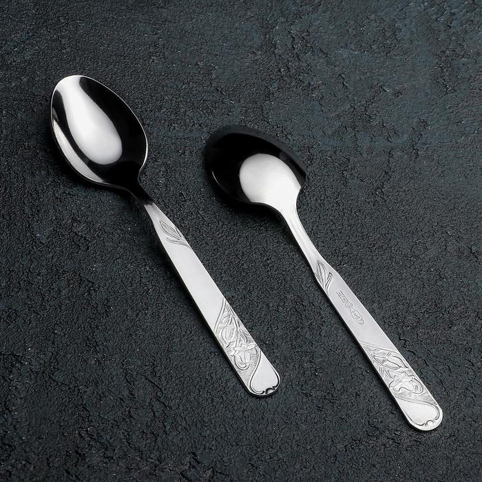 Ложка чайная &laquo;Эконом&raquo;, h=14,5 см, толщина 1,5 мм, цвет серебряный