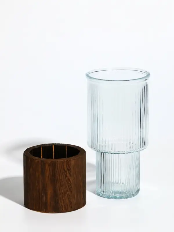 Ваза стекло настольная "Лесли" линии, 20х10 см, прозрачный