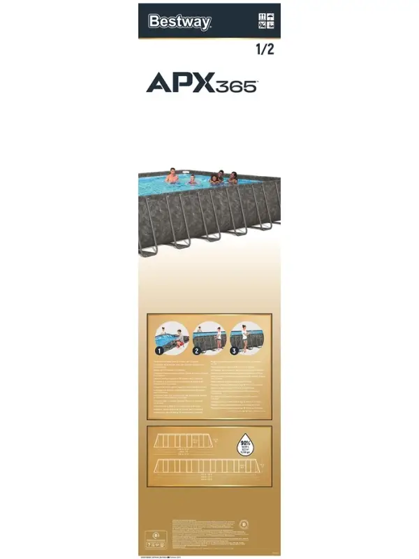 Бассейн каркасный Power Steel 956 х 488 х 132 см (фильтр-насос,лестница,тент) 561KJ