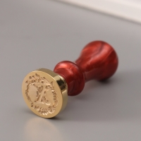 Печать для сургуча с пластиковой ручкой "Венок с буквой X" 2,5х2,5х6,3 см