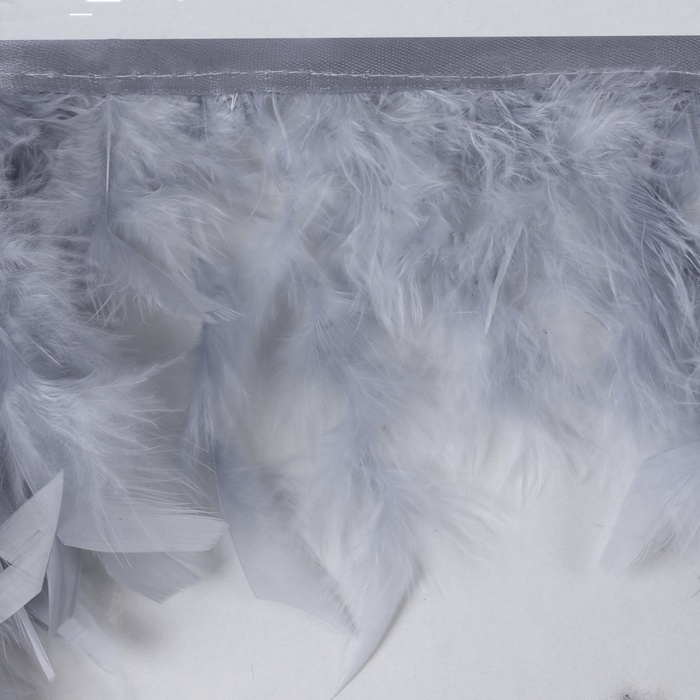 Тесьма с перьями индюка, 13-17 см, 5 &plusmn; 0,5 м, цвет светло-серый