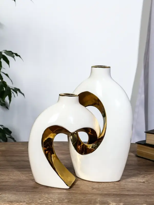 Ваза керамика настольная "Лари" (набор 2 шт) h=26х23, d=4 см, белый