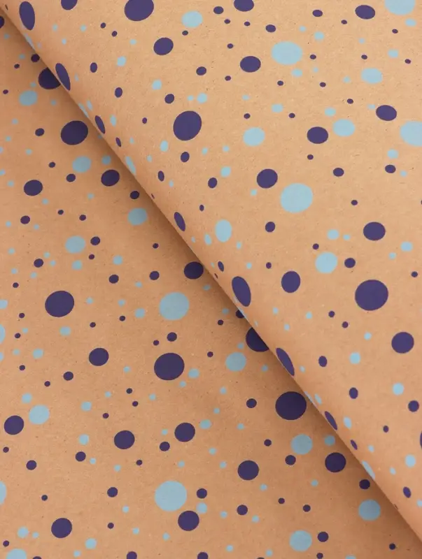 Крафт бумага &laquo;Конфетти&raquo; синий/голубой на коричневом фоне, 0.72&times;10&plusmn;5% м, 60 г