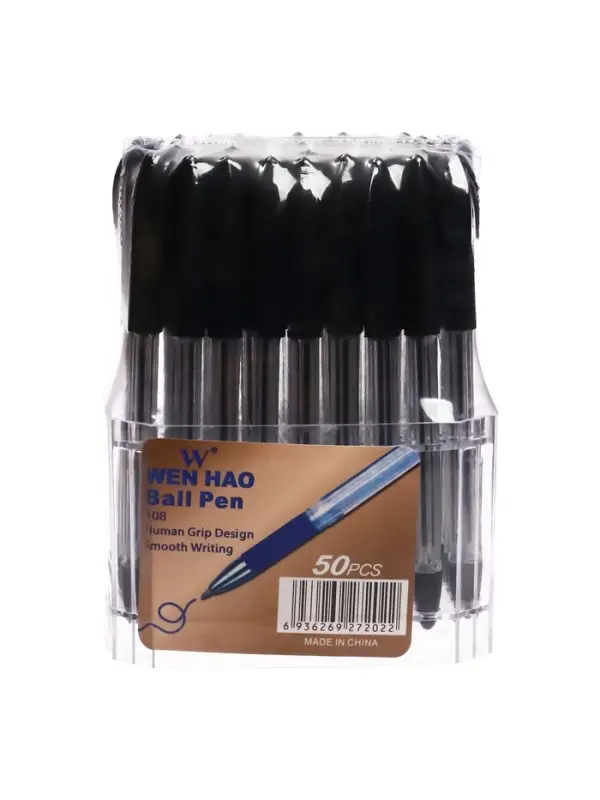 Ручка шариковая 0.5 мм, стержень чёрный, с резиновым держателем