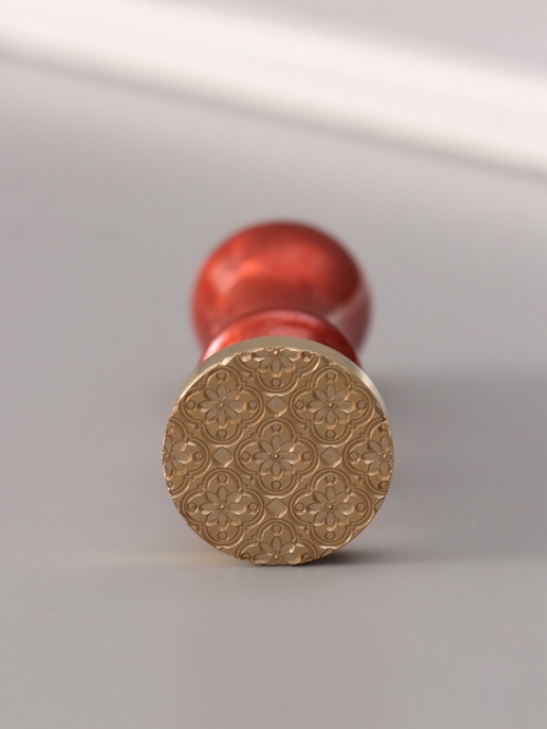 Печать для сургуча с пластиковой ручкой "Цветочная плитка" 6,3х2,5х2,5 см