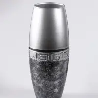 Ваза &laquo;Абстракция&raquo;, полоса, овал, h=26 см, стекло, серо-чёрная