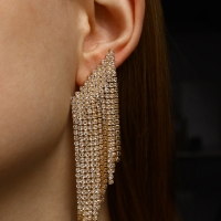 Серьги висячие со стразами &laquo;Вечное сияние&raquo; лесенка, цвет белый в золоте