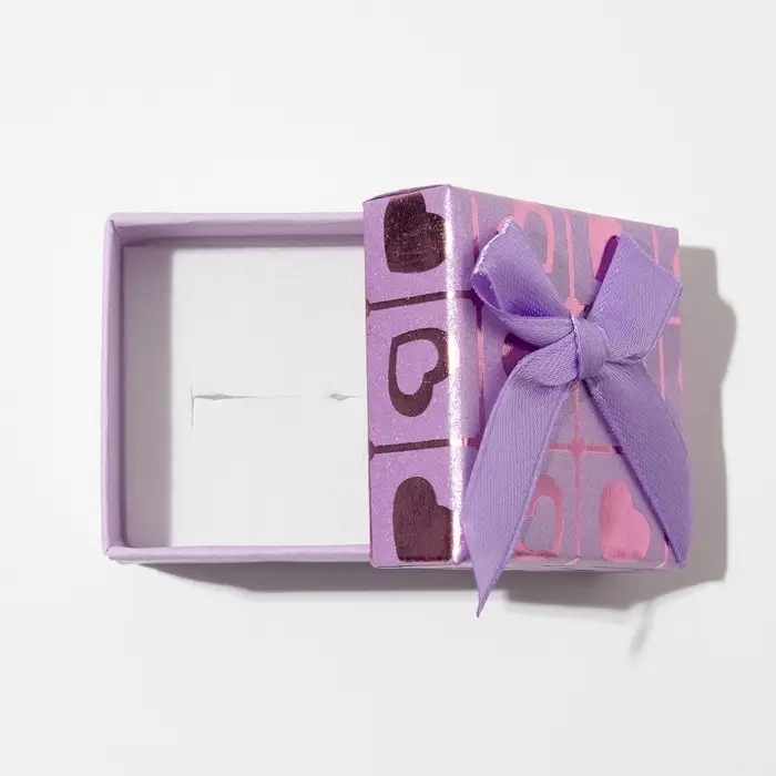 Коробочка подарочная под кольцо/серьги &laquo;Сердца&raquo;, 5&times;5 (размер полезной части 4.5&times;4.5 см), МИКС, вставка белая