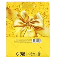 Пакет подарочный, упаковка, &laquo;Бант&raquo;, частичный лак, S 12 х 15 х 5.5 см