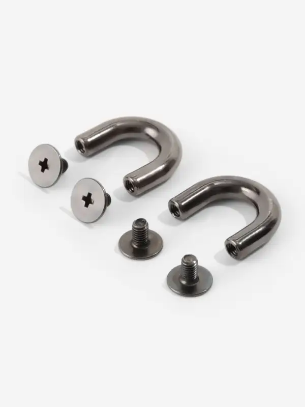 Крепления для ручек для сумки 2шт 1,8*1,5*0,5см 4 винта металл чёрный никель АУ