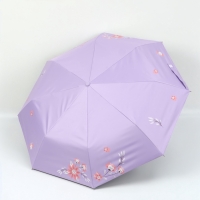 Зонт автоматический &laquo;Цветы&raquo;, эпонж, 3 сложения, 8 спиц, R = 48/55 см, D = 110 см, цвет МИКС