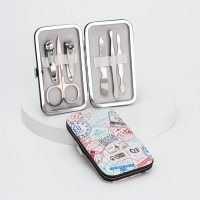 Набор маникюрный &laquo;Штамп&raquo;, 6 предметов, в футляре, разноцветный