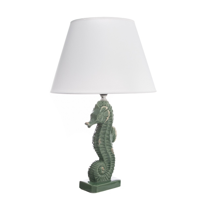 Настольная лампа с абажуром RISALUX &laquo;Морской конек&raquo;, Е27, 40 Вт, зелёный, фигурное основание, 30&times;30&times;43.5 см
