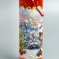 Подарочная коробка, тубус под бутылку &laquo;Золотая елочка&raquo; 120х345мм (325 мм внутр. Высота)&para;